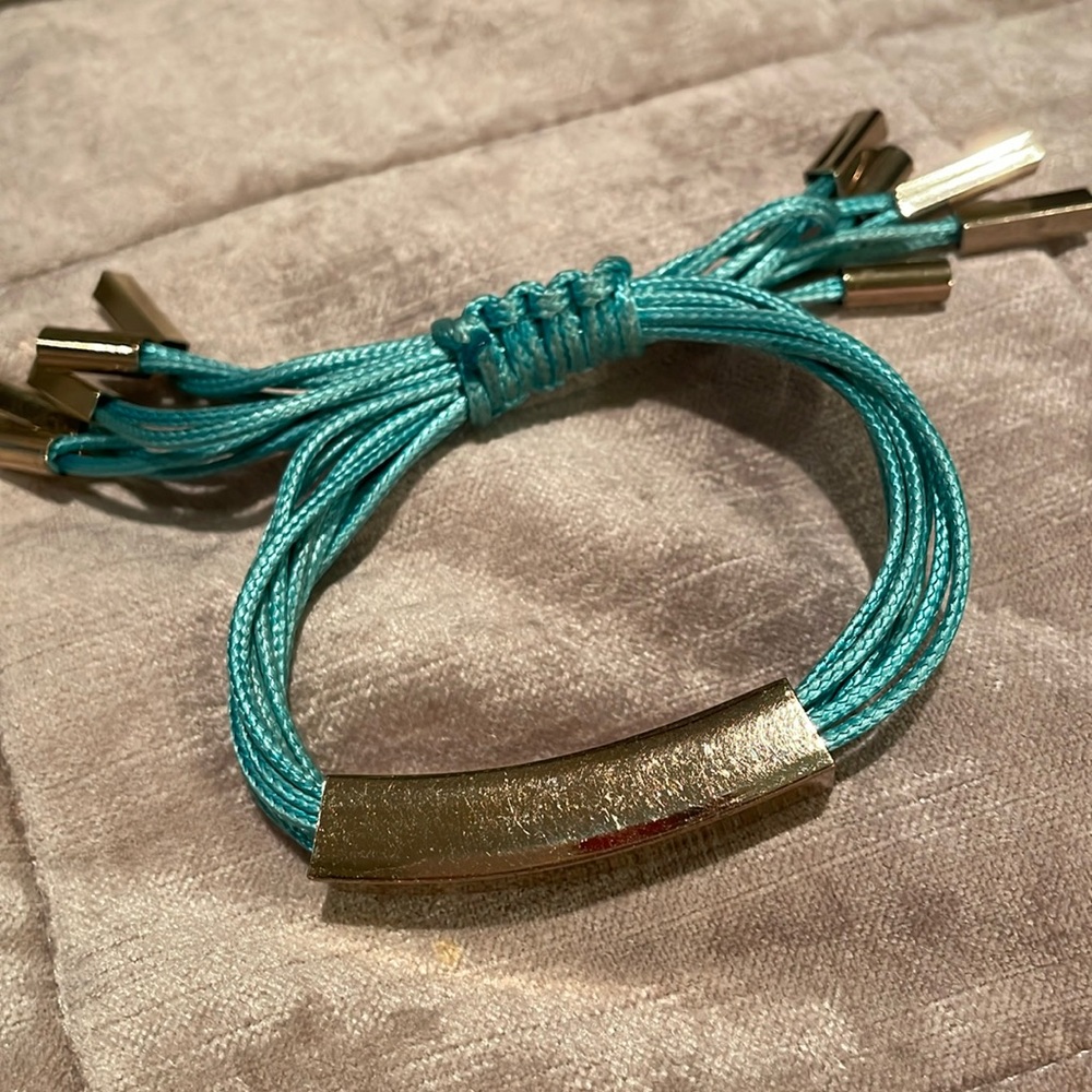 Turquoise Corded Minimalist Bracelet Sleek Style Bolo Clasp Capped Ends 6-8”
